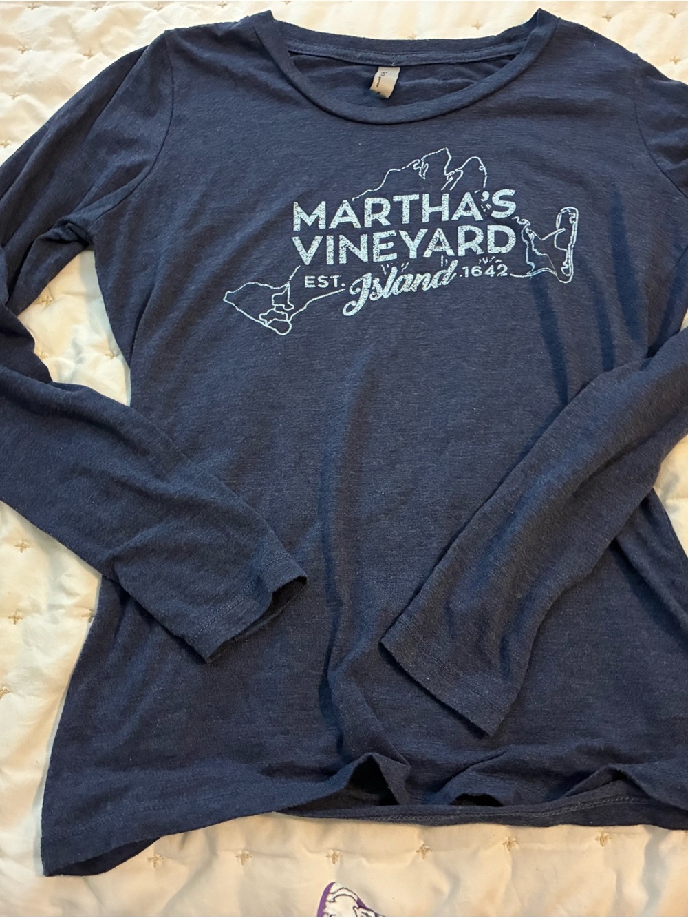 Next Level Apparel Navy Long Sleeve Martha's Vineyard Graphic Tee